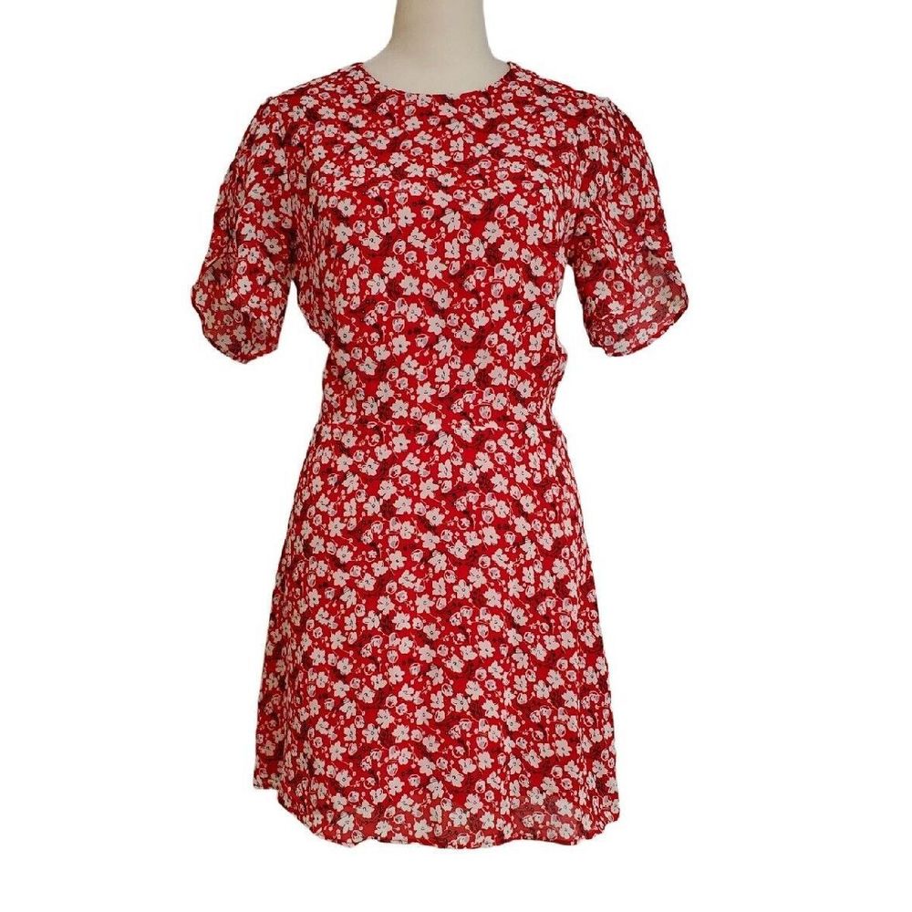 Reformation XS Red Floral Print Mini Dress